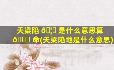 天梁陷 🦁 是什么意思算 🐋 命(天梁陷地是什么意思)